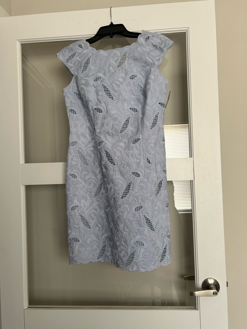 ANTONIO MELANI Light Blue Lace Sheath Dress